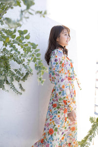 flower resort maxi chiffon dress