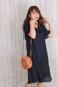 linen-like long flare dress