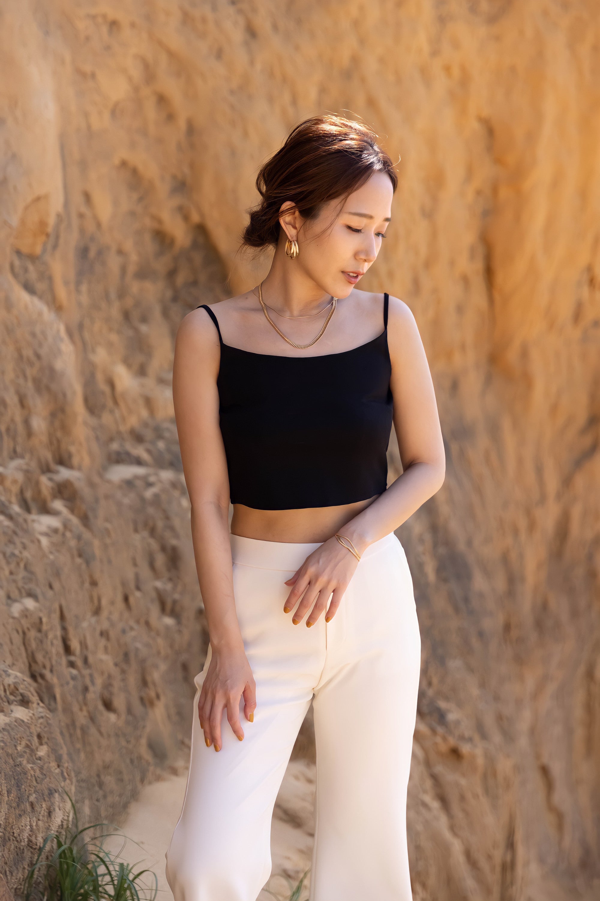 Cropped knit camisole