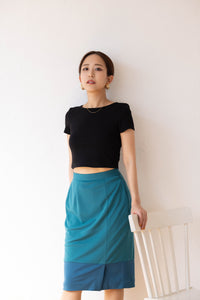 stretch smooth knit skirt -emerald-
