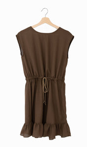 linen-like french sleeve dress